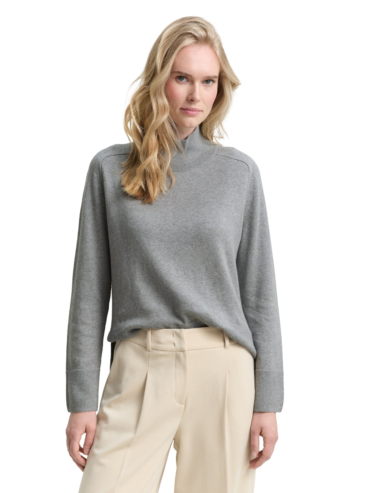 knit pullover with saddle shou - 1047698