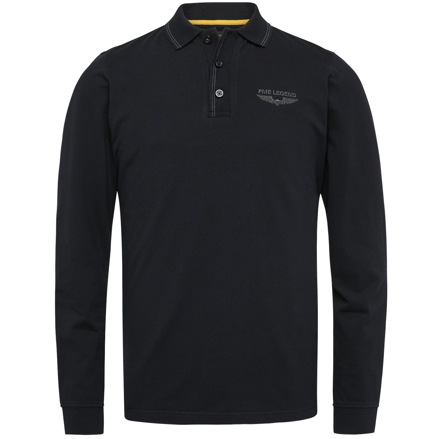 Long sleeve polo peached pique str - PPS2210812