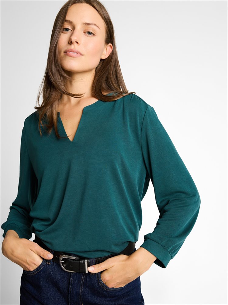 T-shirt henley with gathering - 1050430