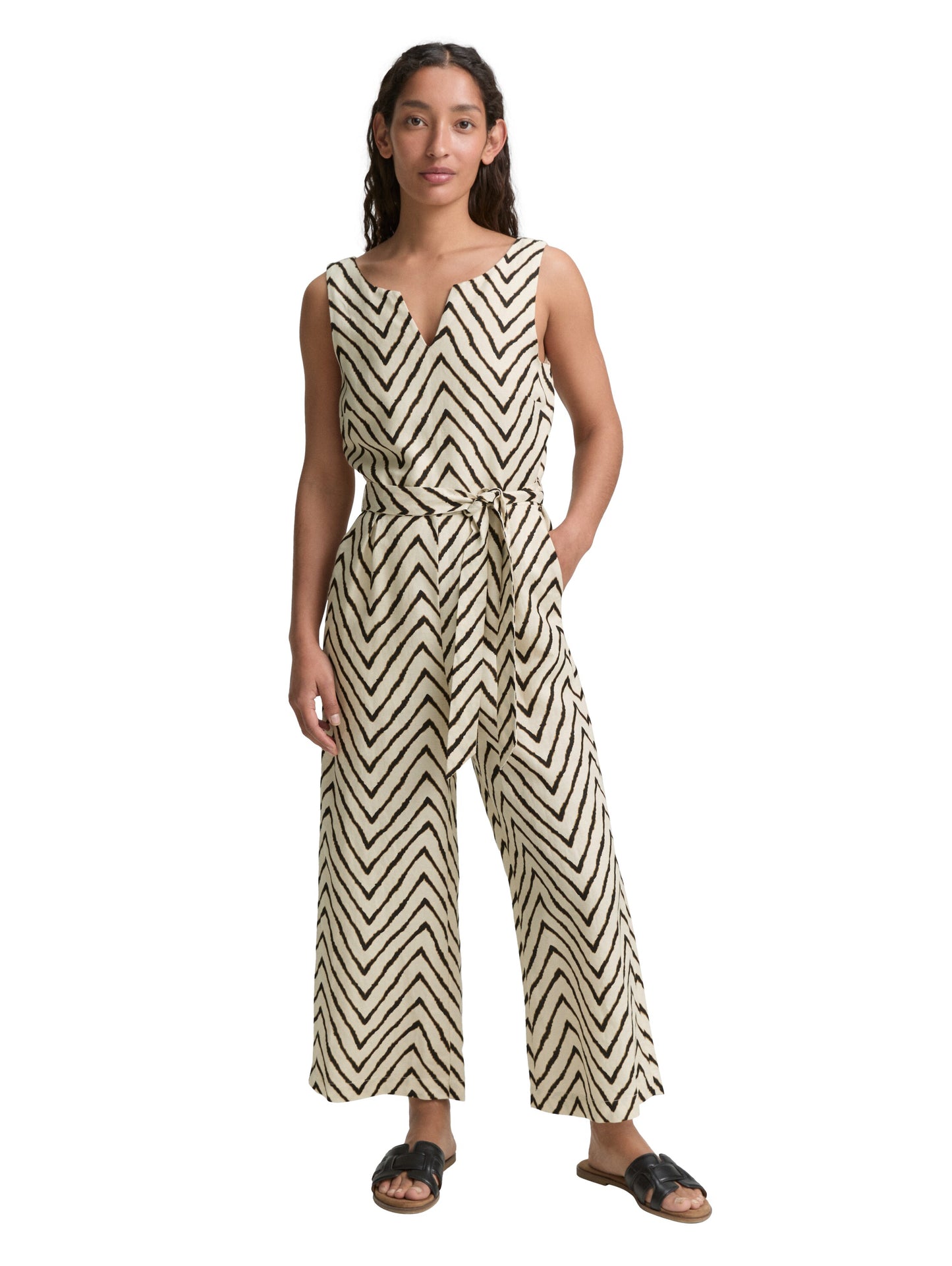 overall linen with slit detail - 1046422