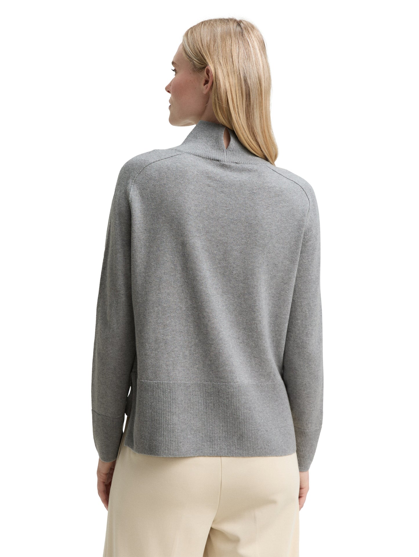 knit pullover with saddle shou - 1047698