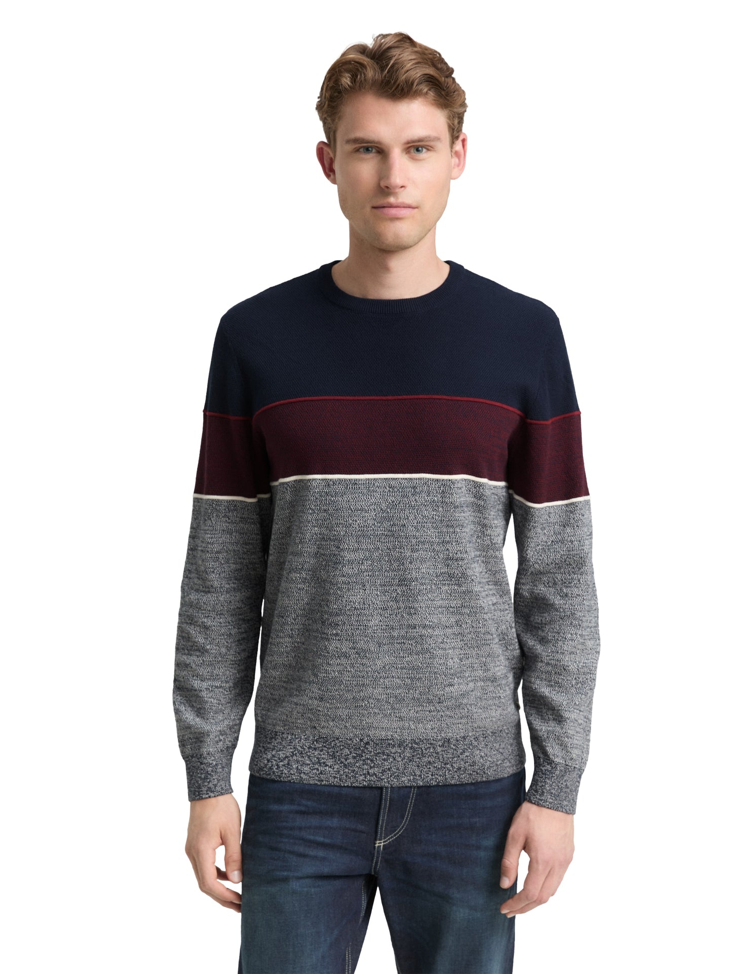 knit stripe crew neck pullover - 1048772