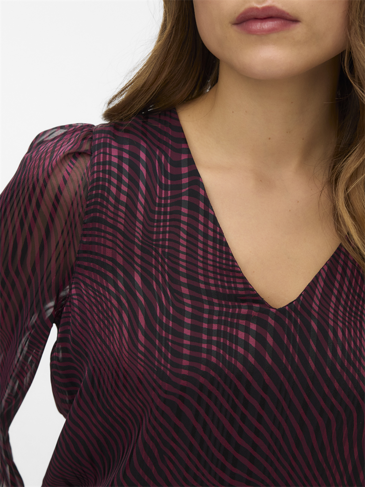 VMGEBRA GEDNA LS V-NECK TOP WVN BTQ - 10335834