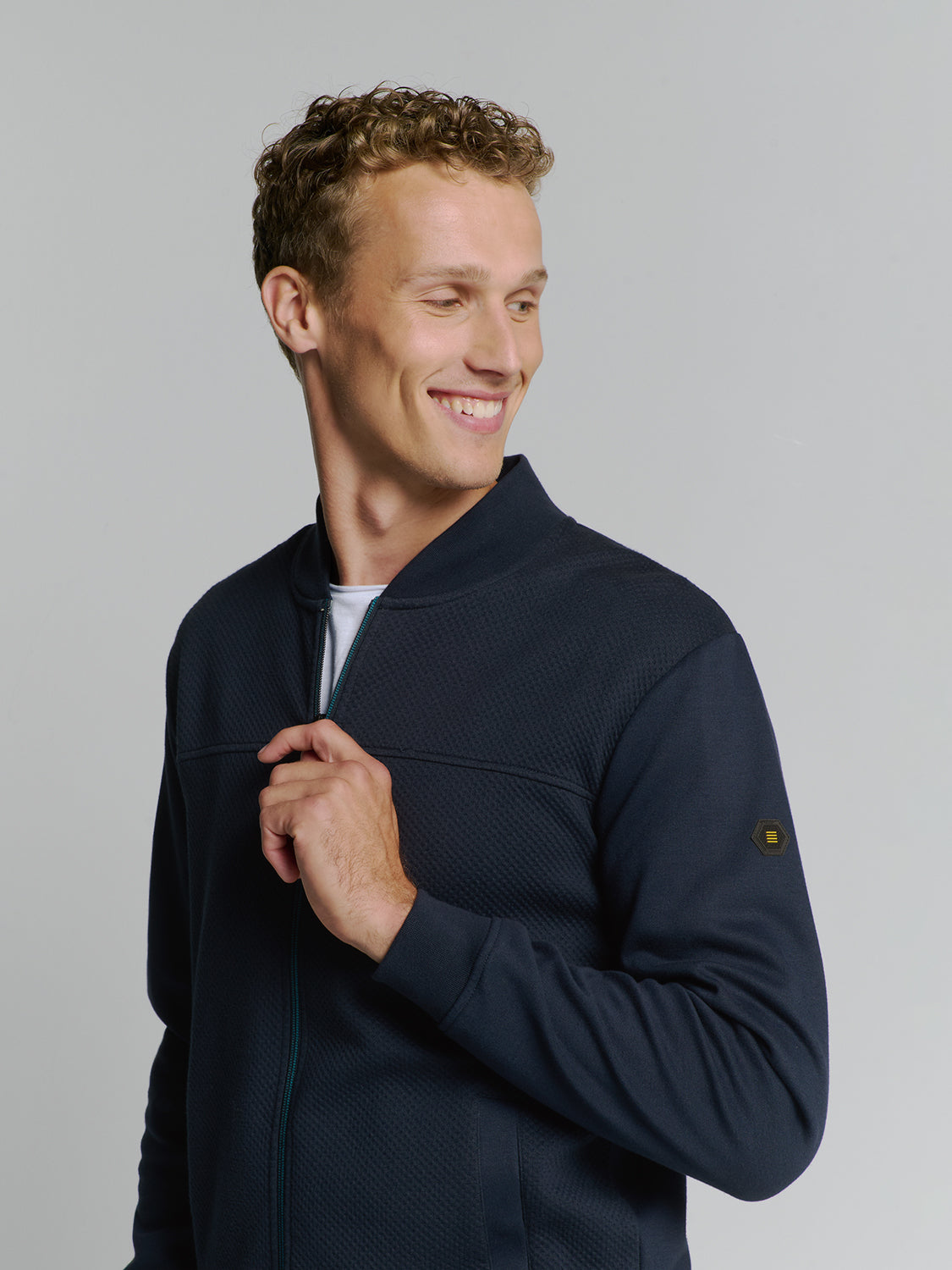 Sweater Full Zipper Jacquard Mix Bo - 27100119