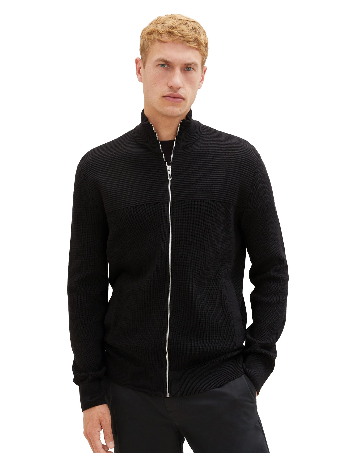 structure mix knit jacket - 1038317