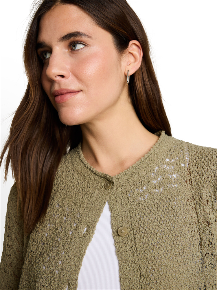Knit structure mix cardigan - 1051349