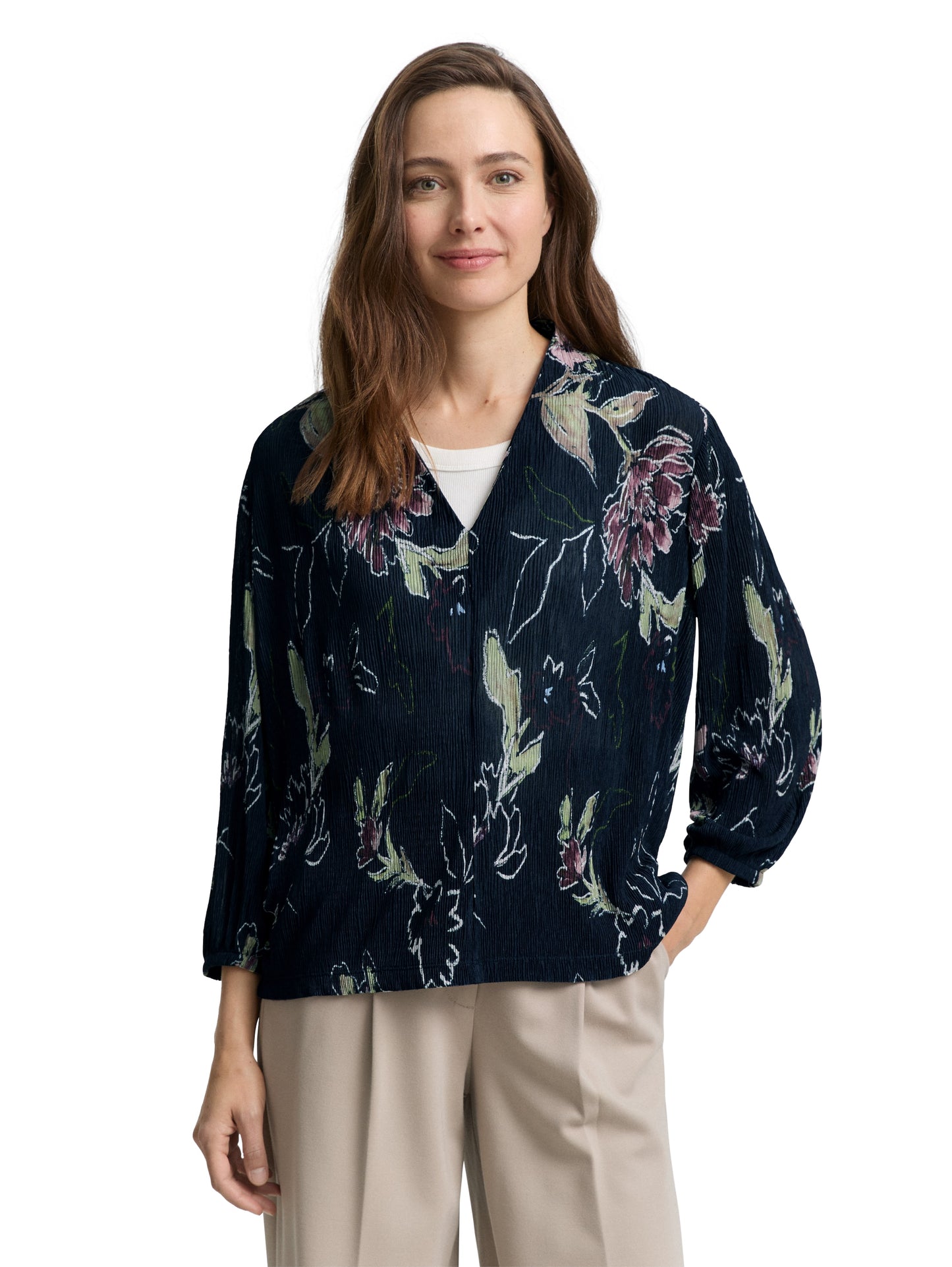 T-shirt plissee alloverprinted - 1047757