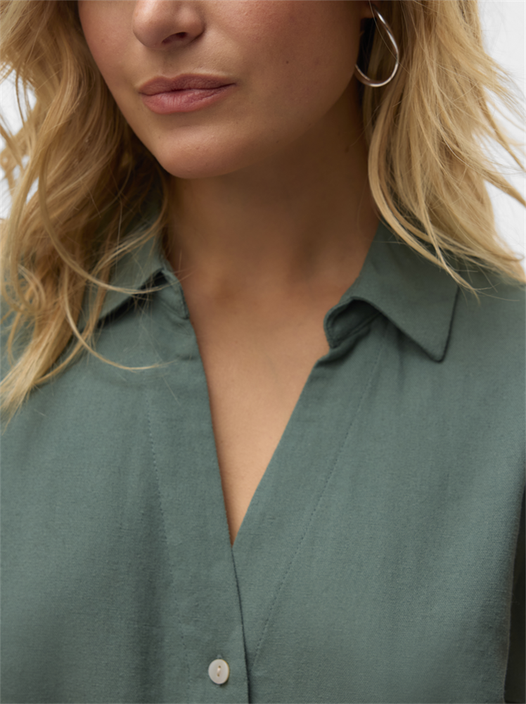VMMYMILO SL V-NECK SHIRT WVN GA BO - 10303648
