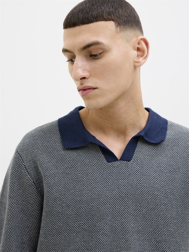 JPRCCEASTON KNIT SPLIT NECK SS SN - 12273012