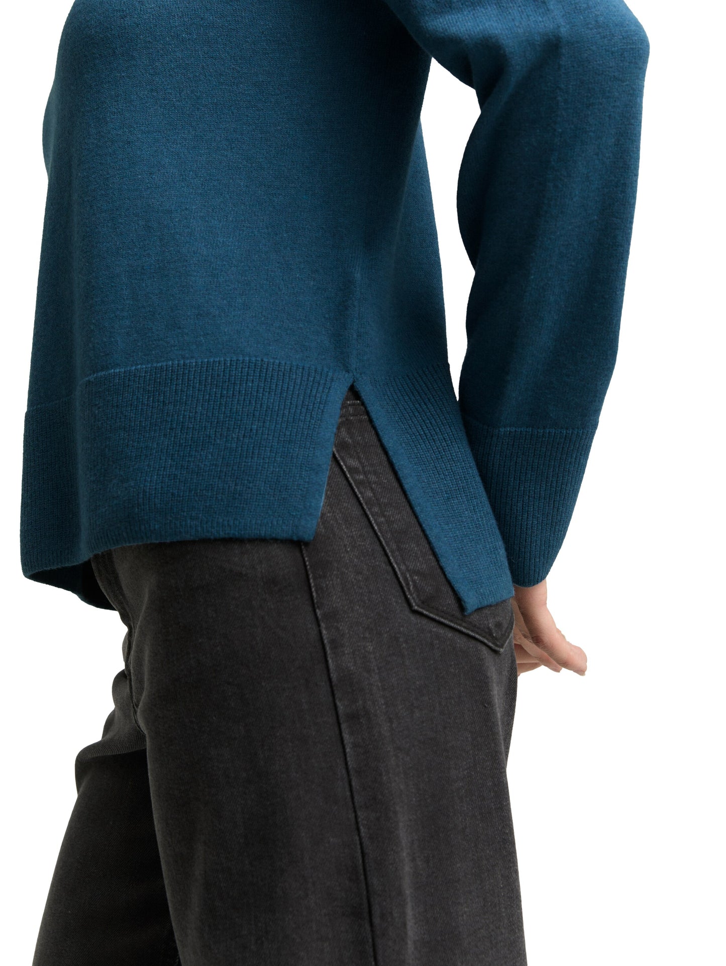knit pullover with saddle shou - 1047698