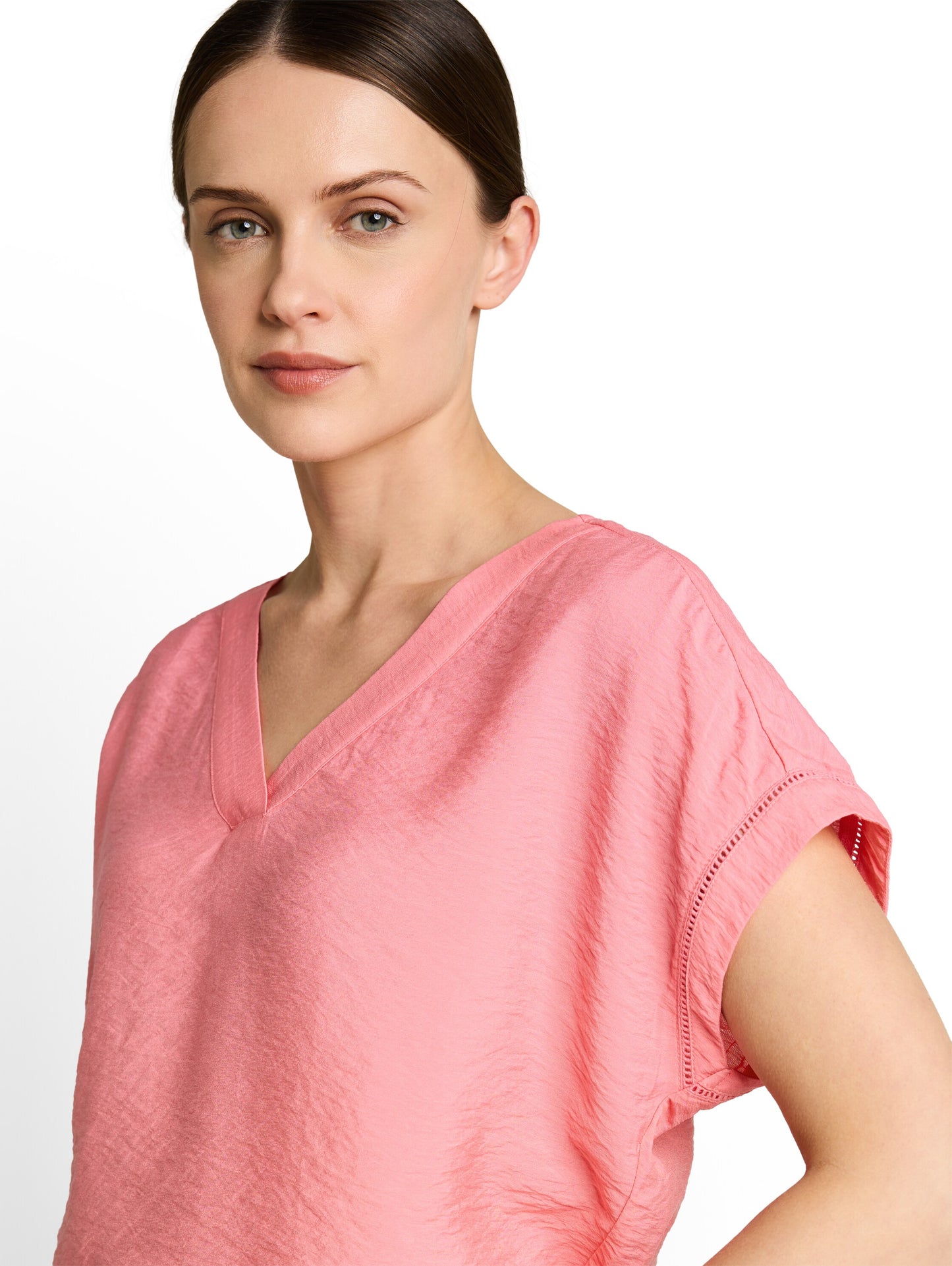 blouse solid v-neck - 1051077