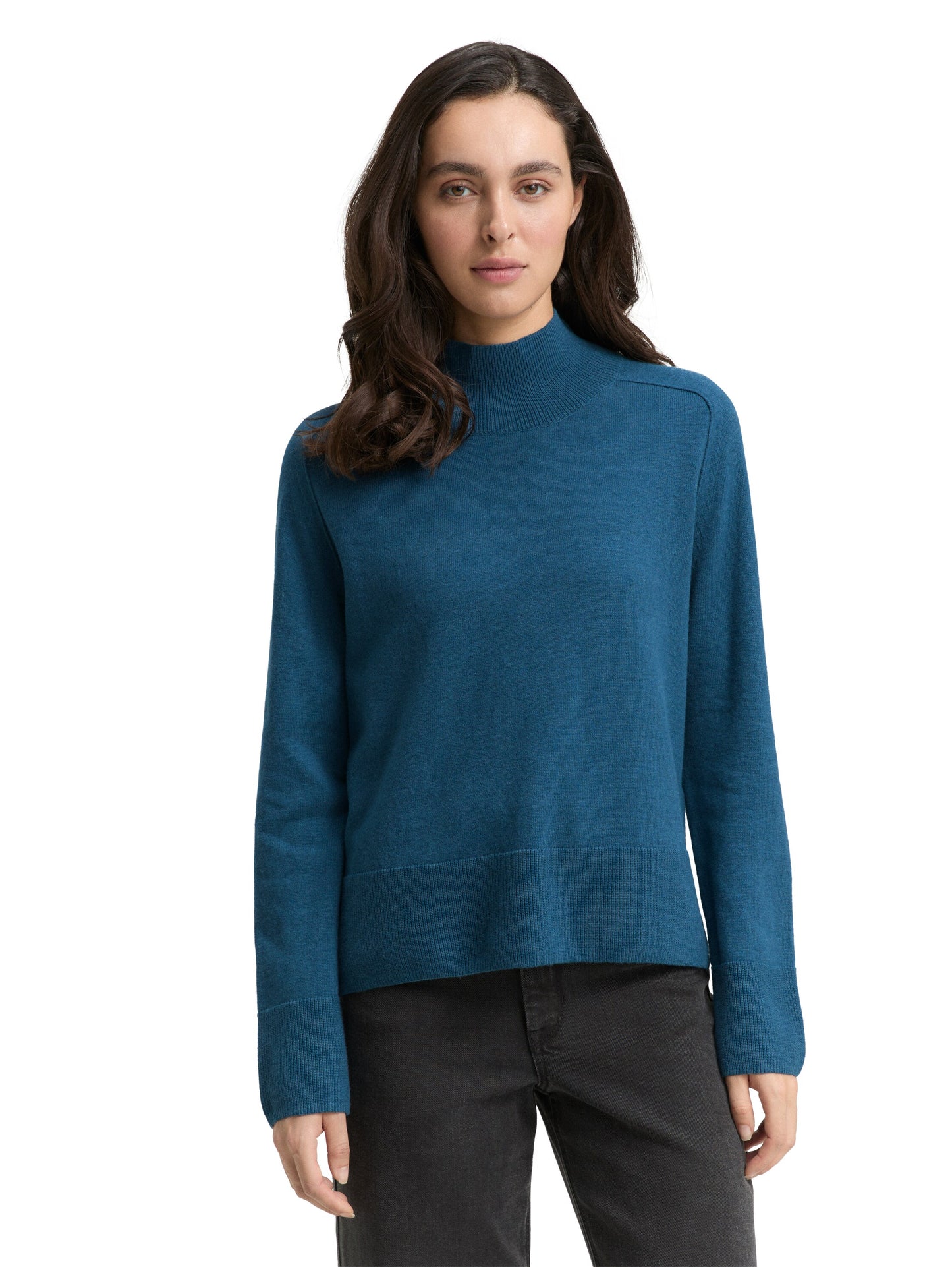 knit pullover with saddle shou - 1047698