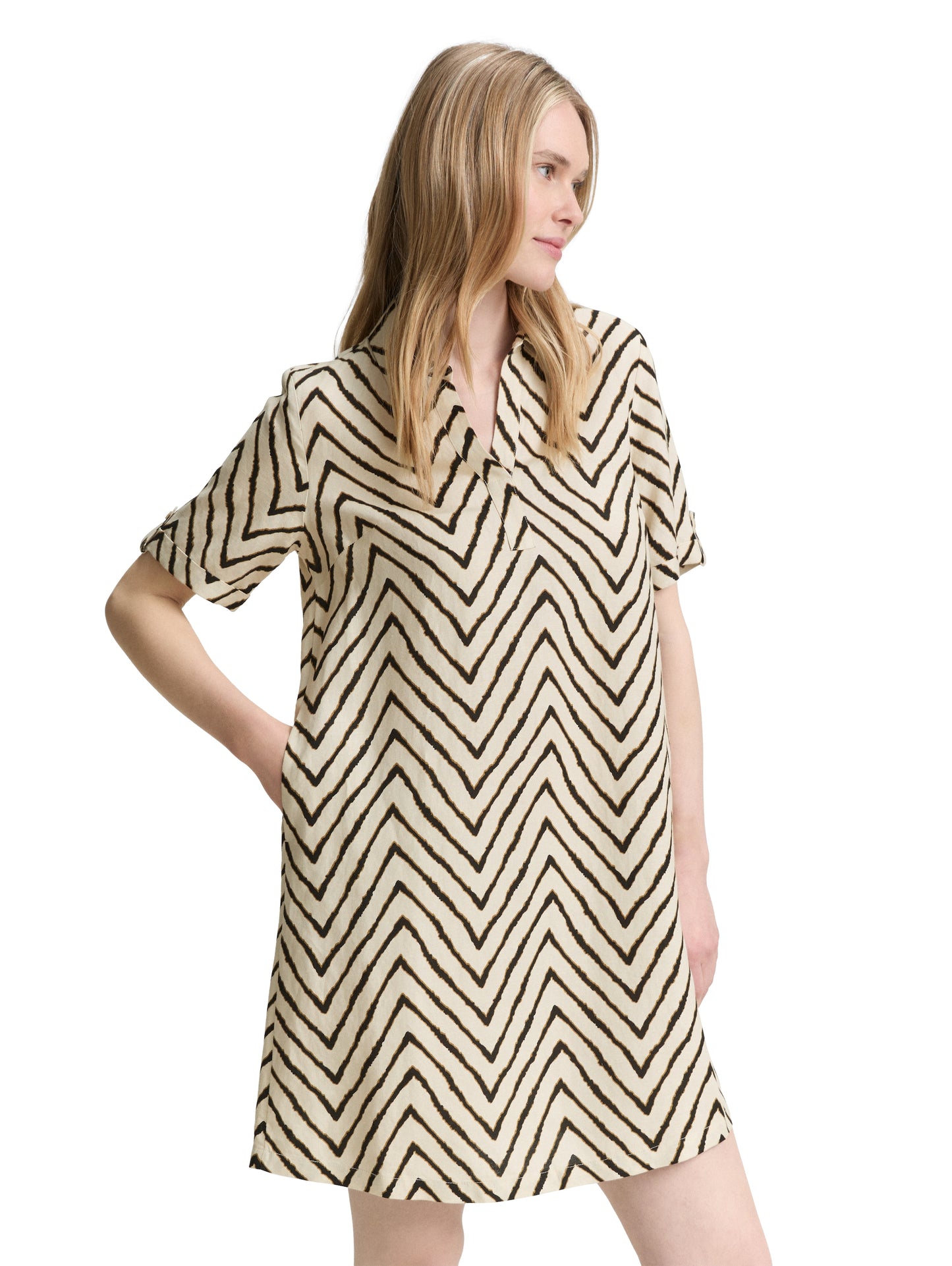 dress linen with polo collar - 1046481