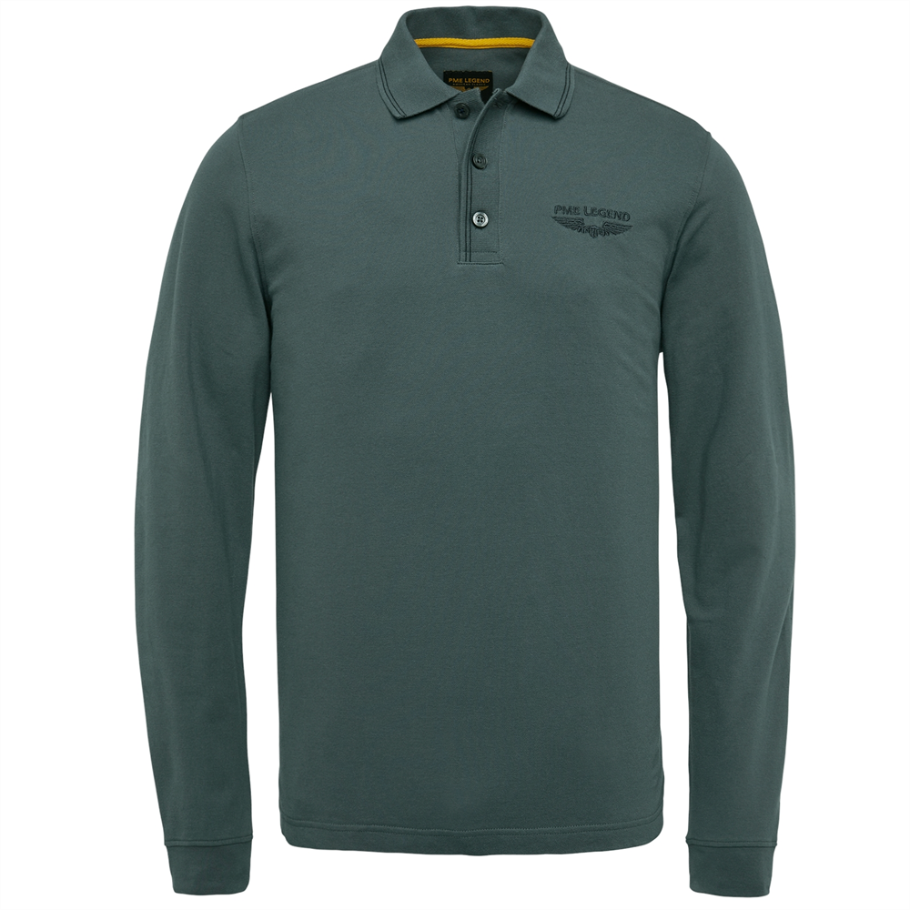 Long sleeve polo peached pique str - PPS2210812