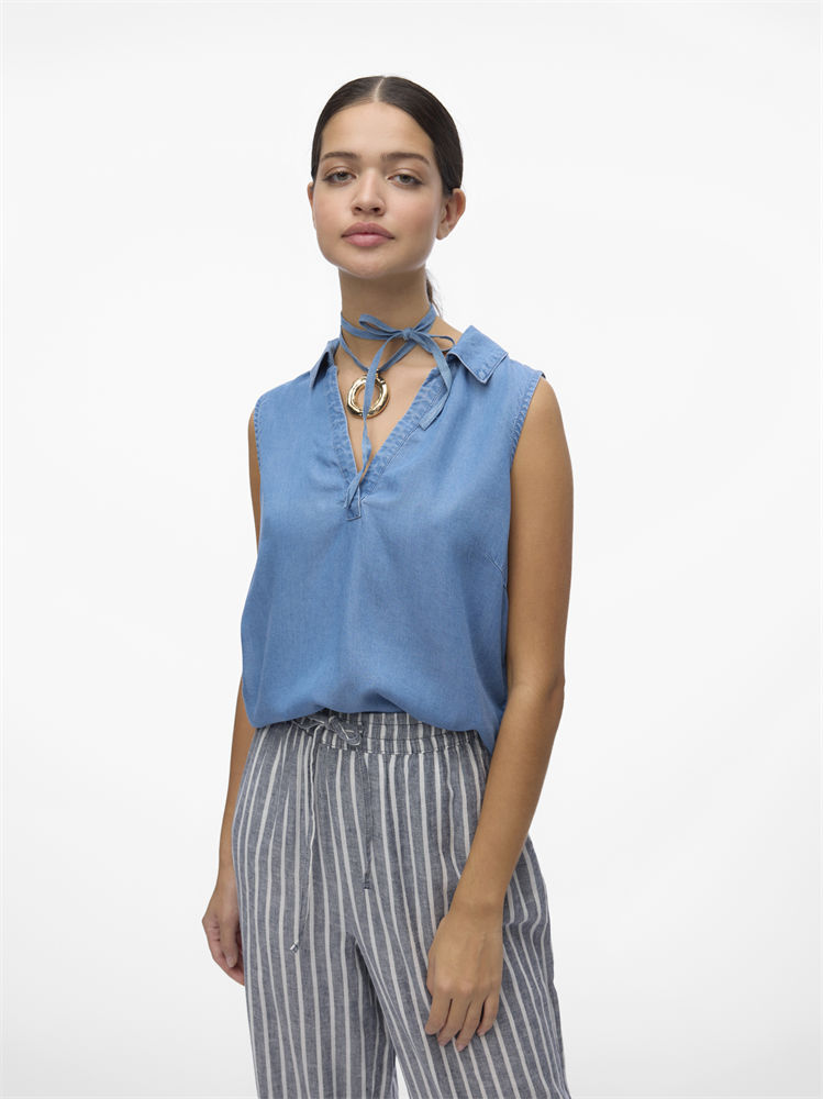 VMHARPER SL COLLAR SHORT TENCEL TOP - 10283751