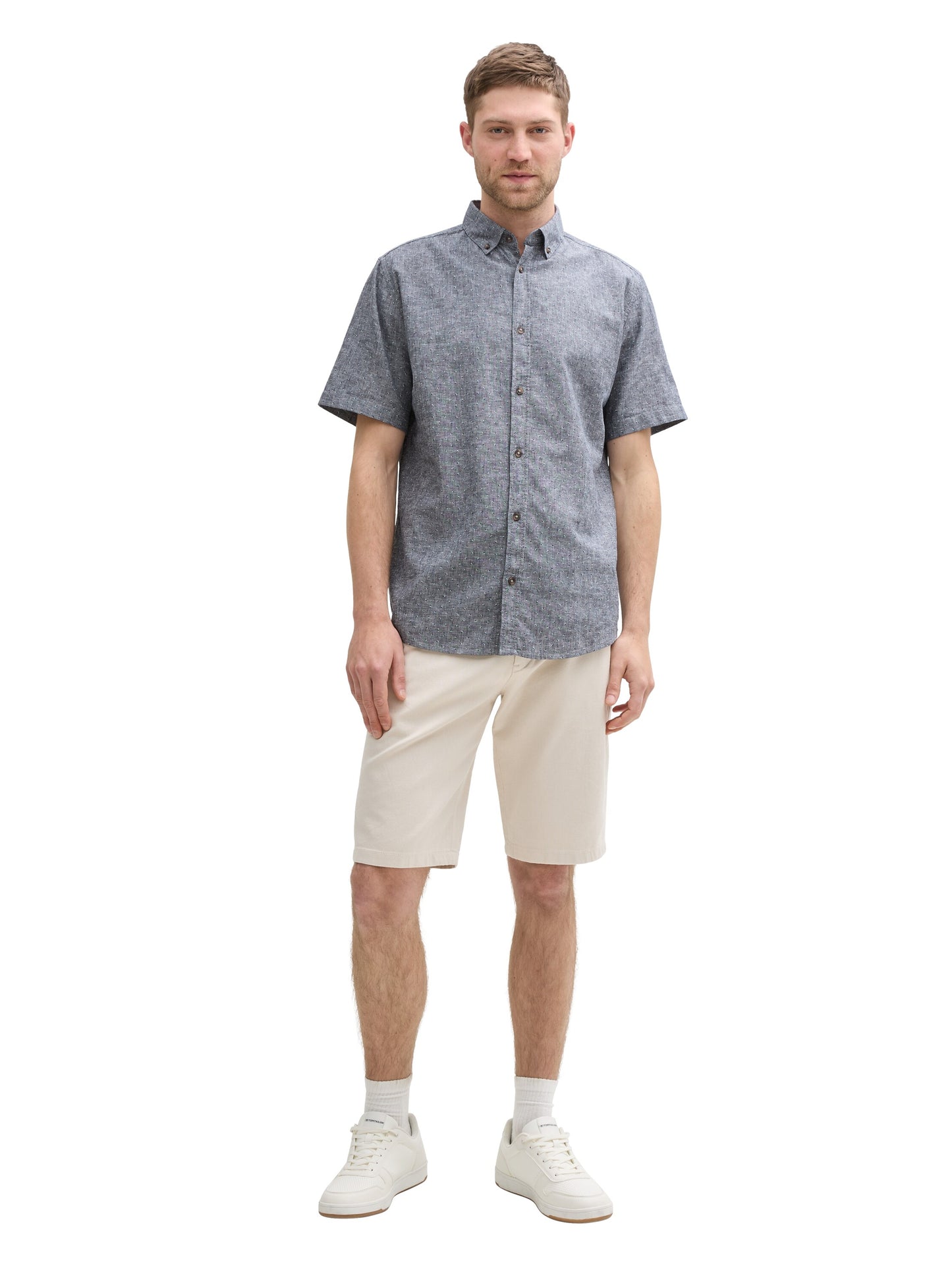 printed cotton linen shirt - 1045099