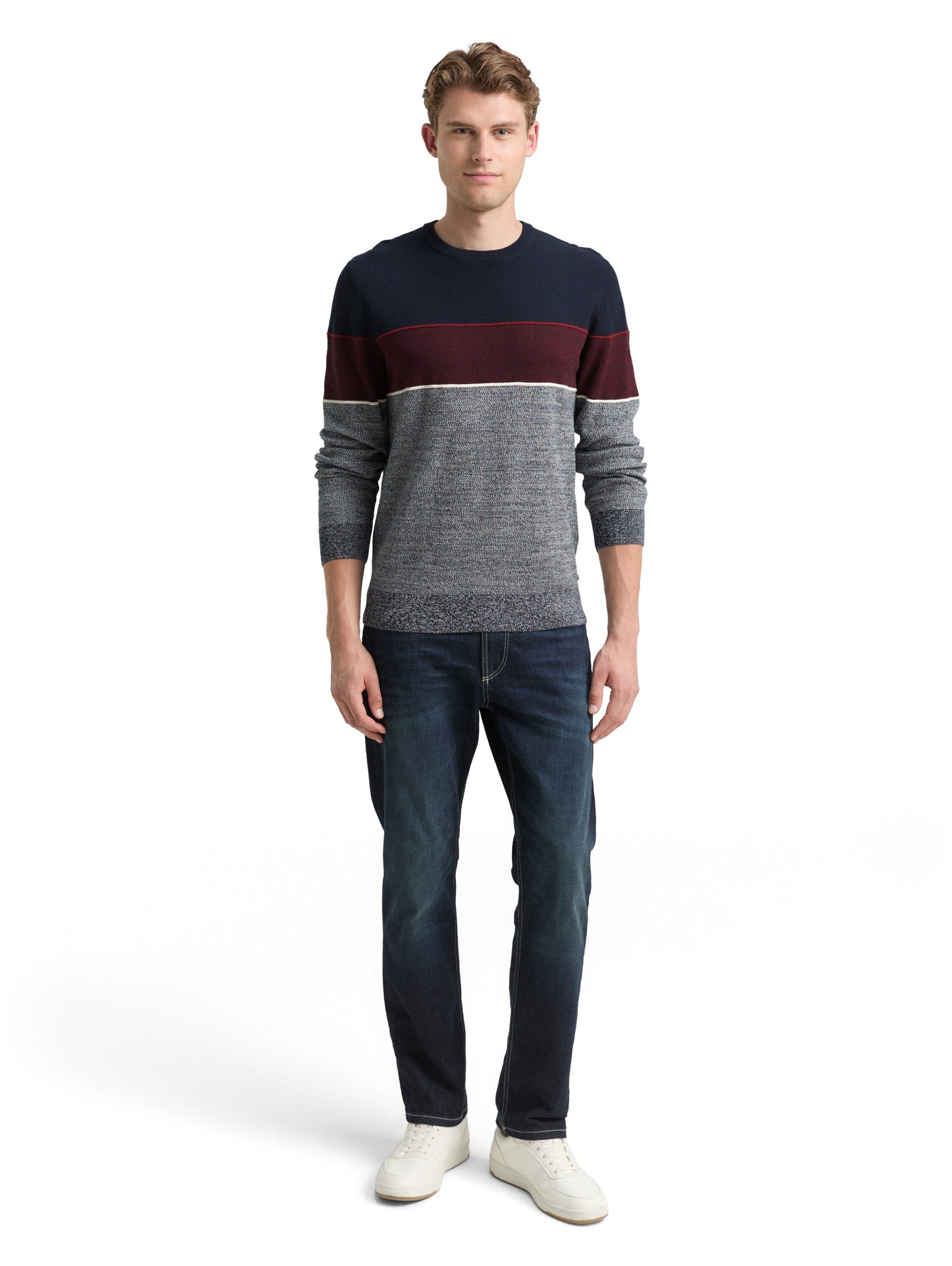 knit stripe crew neck pullover - 1048772