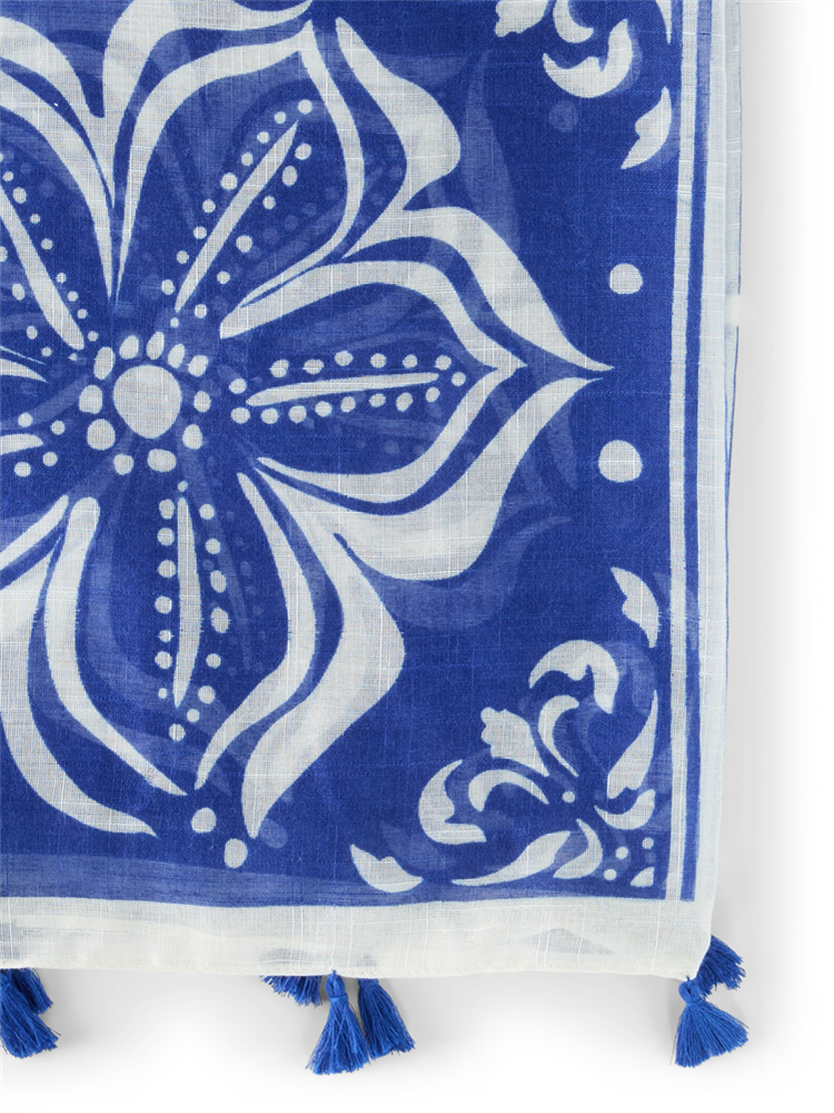 printed scarf with tassels - 1051015