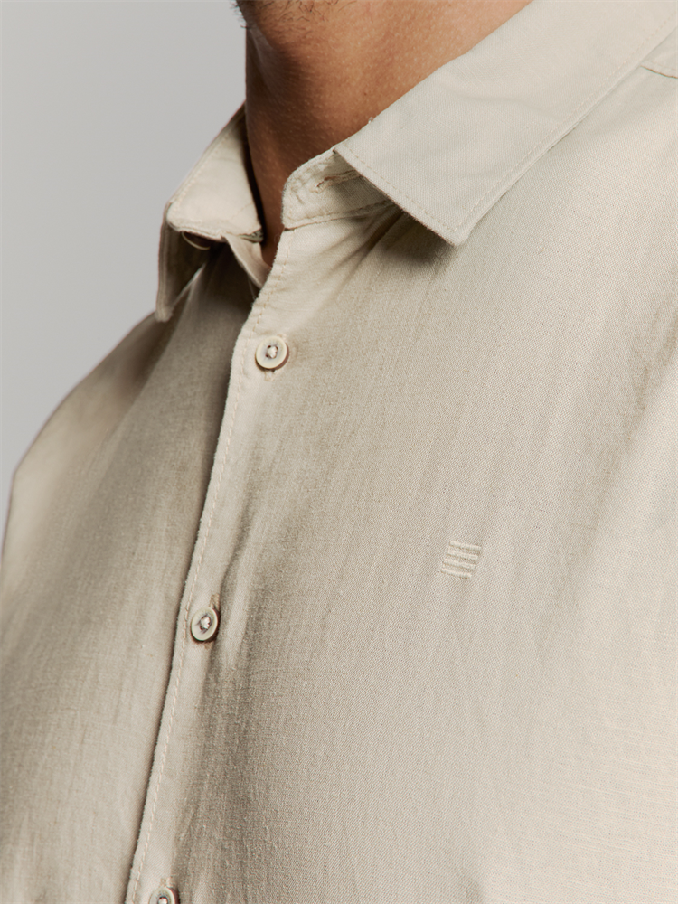 Shirt Short Sleeve Solid With Linen - 27480321SN