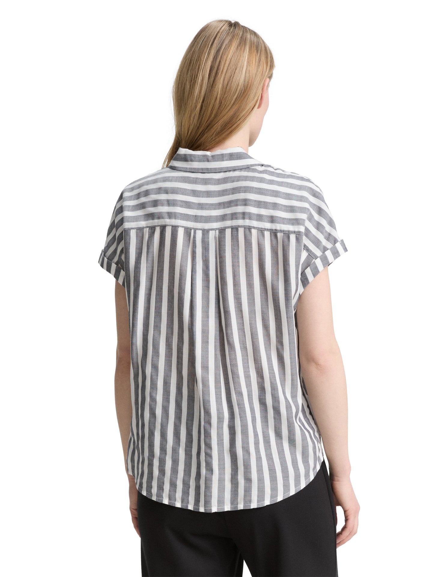 striped blouse shortsleeves - 1047057