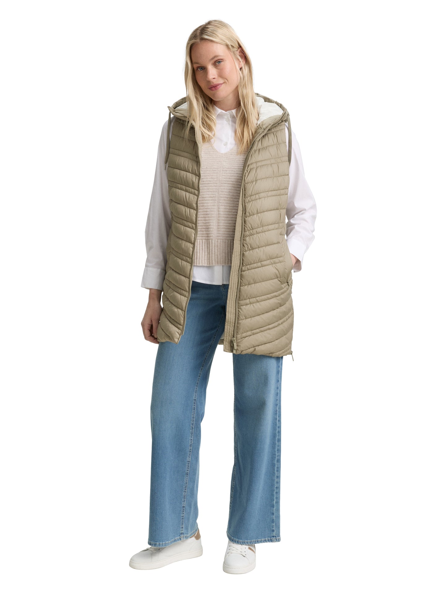 long hooded vest - 1046590