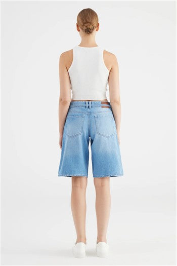 wide straight denim short - Harper
