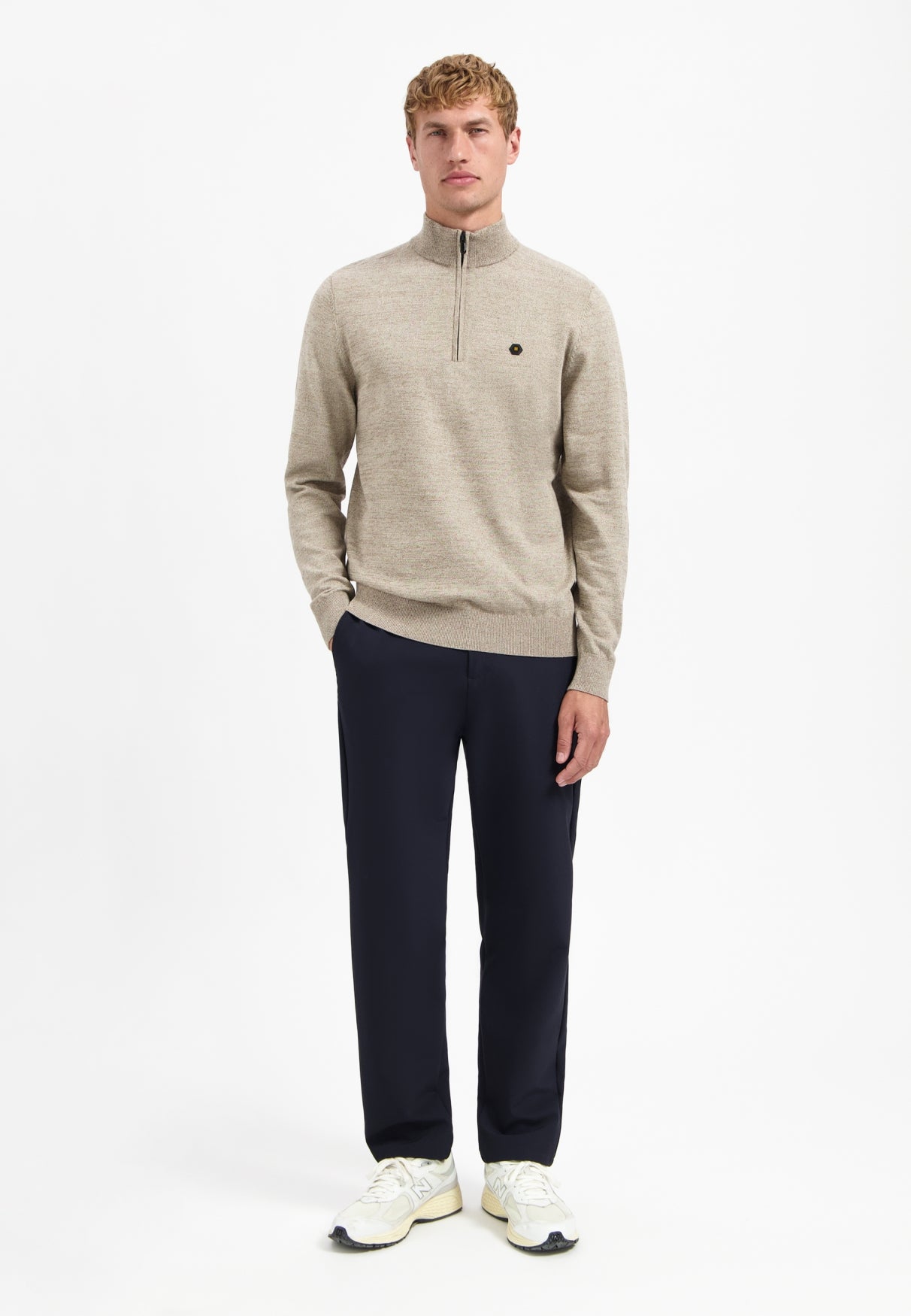 Pullover Half Zip 2 Coloured Melang - N2185