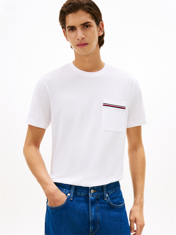 GLOBAL STRIPE PIQUE POCKET TEE - MW0MW42397
