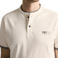 printed stand-up collar polo - 1050196