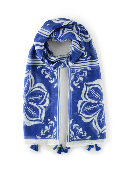 printed scarf with tassels - 1051015