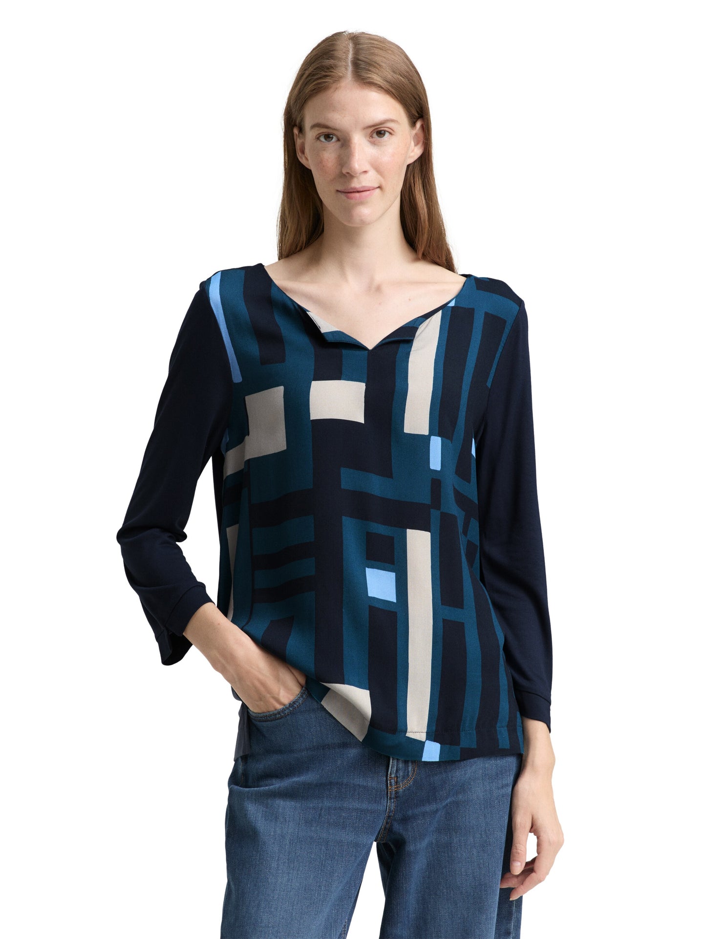 T-shirt fabric mix front print - 1047746