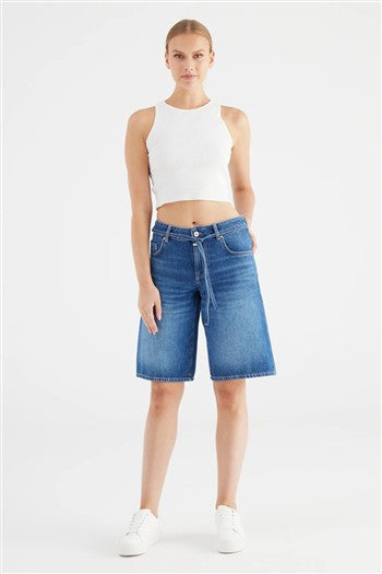 wide straight denim short - Harper