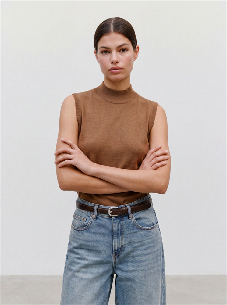 AWCARA SL HIGH NECK WOOL KNIT TOP - 10350120