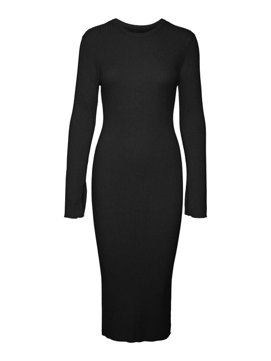 VMGOLD RIB LONG LS O-NECK DRESS - 10290663