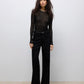 AWTESSY LS O-NECK LACE TOP NOOS - 10334538