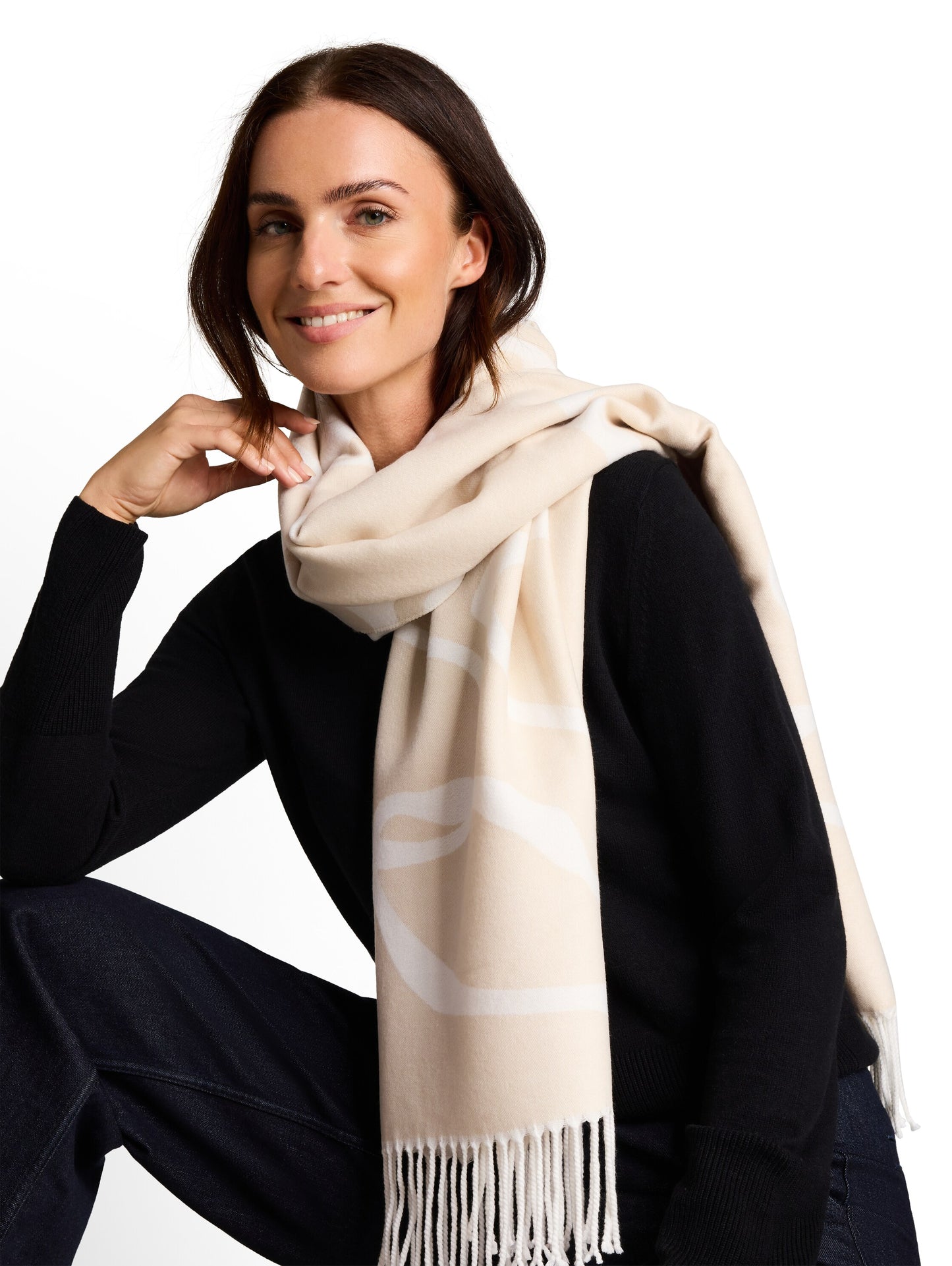 woven scarf with flowers - 1052820