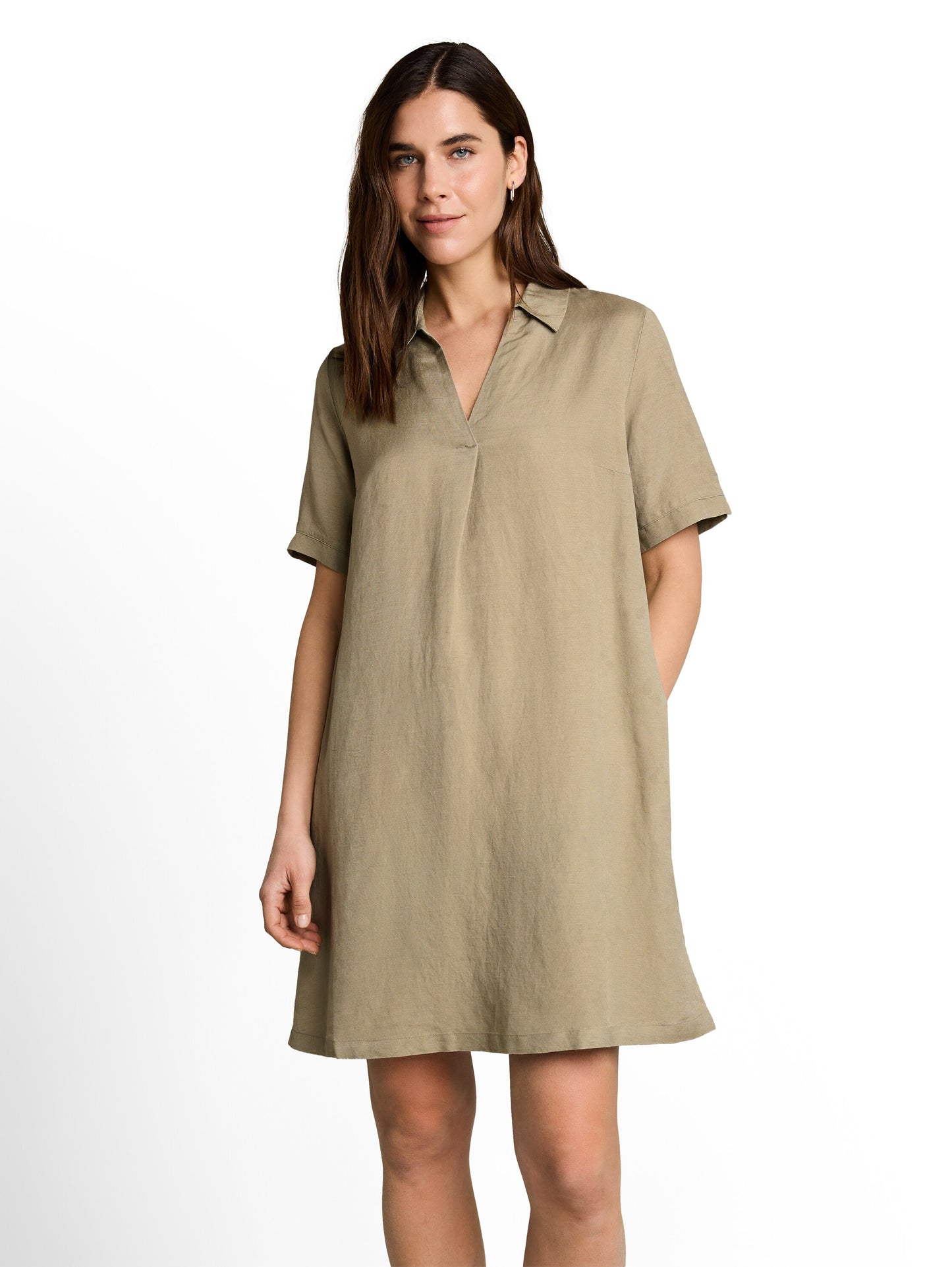 dress linen with polo collar - 1051242