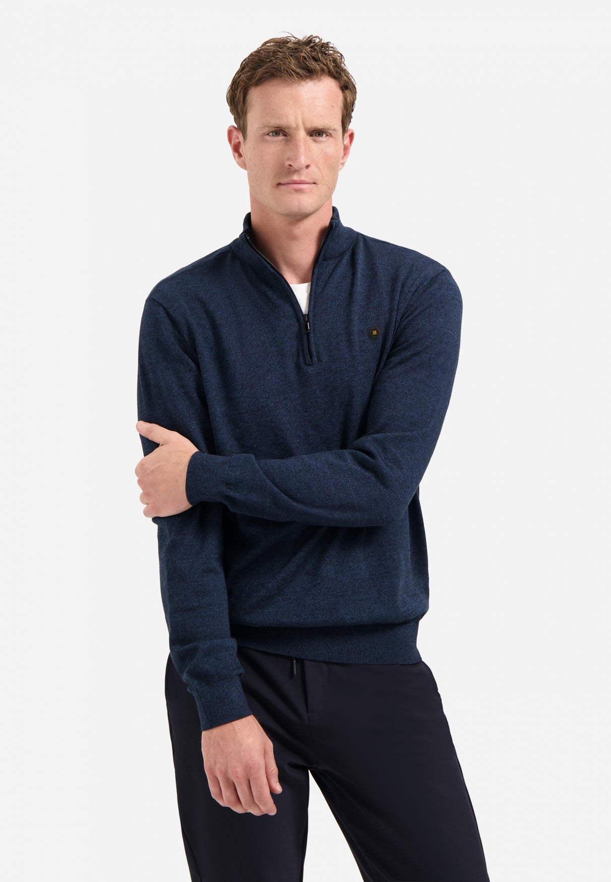 Pullover Half Zip 2 Coloured Melang - N2185