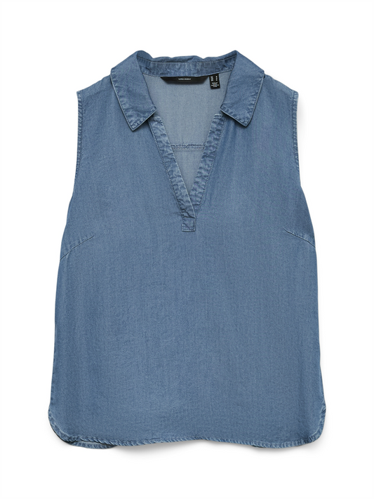 VMHARPER SL COLLAR SHORT TENCEL TOP - 10283751