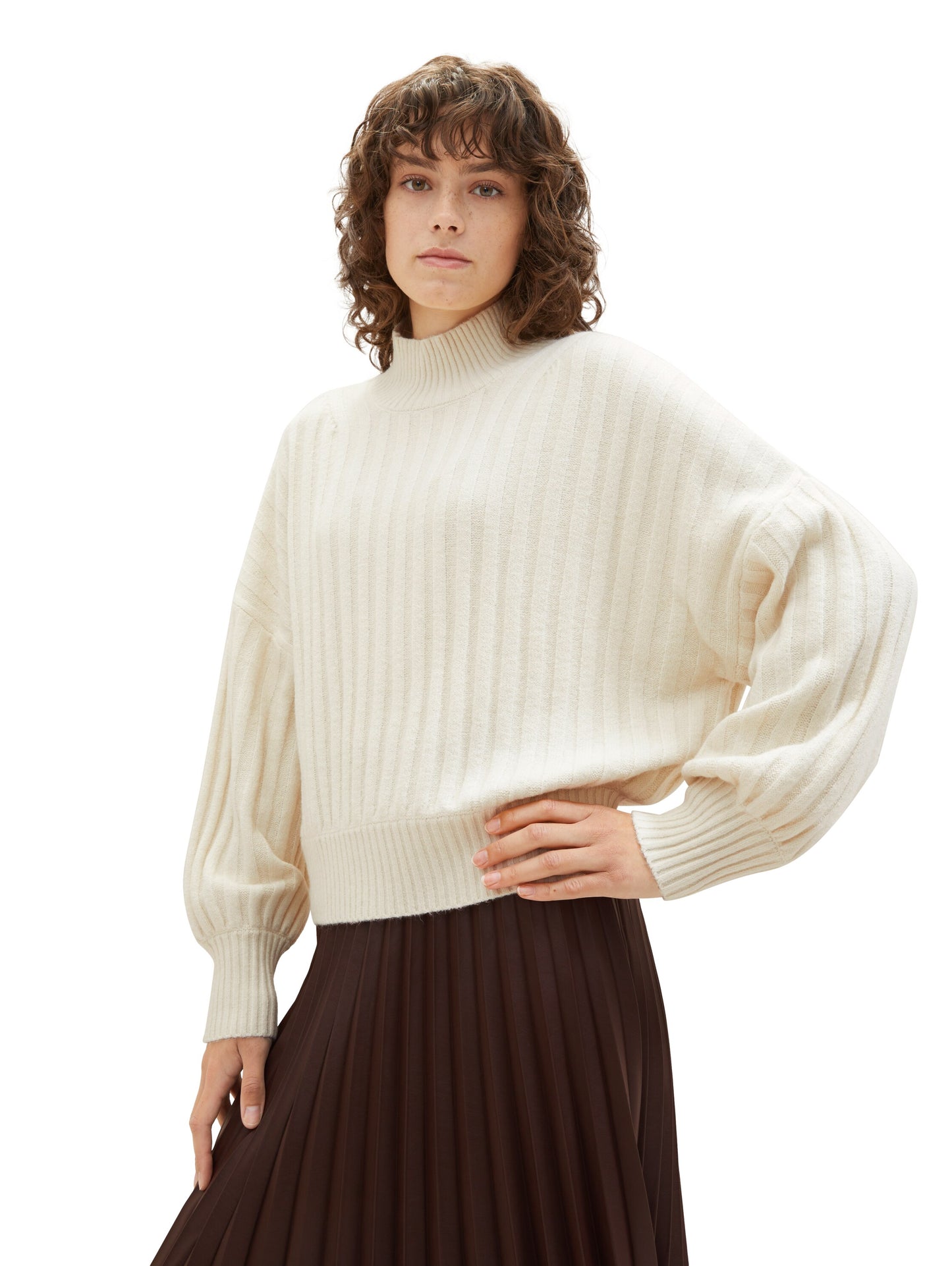 knit wide rib pullover - 1040018