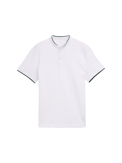detailed printed stand-up polo - 1045705