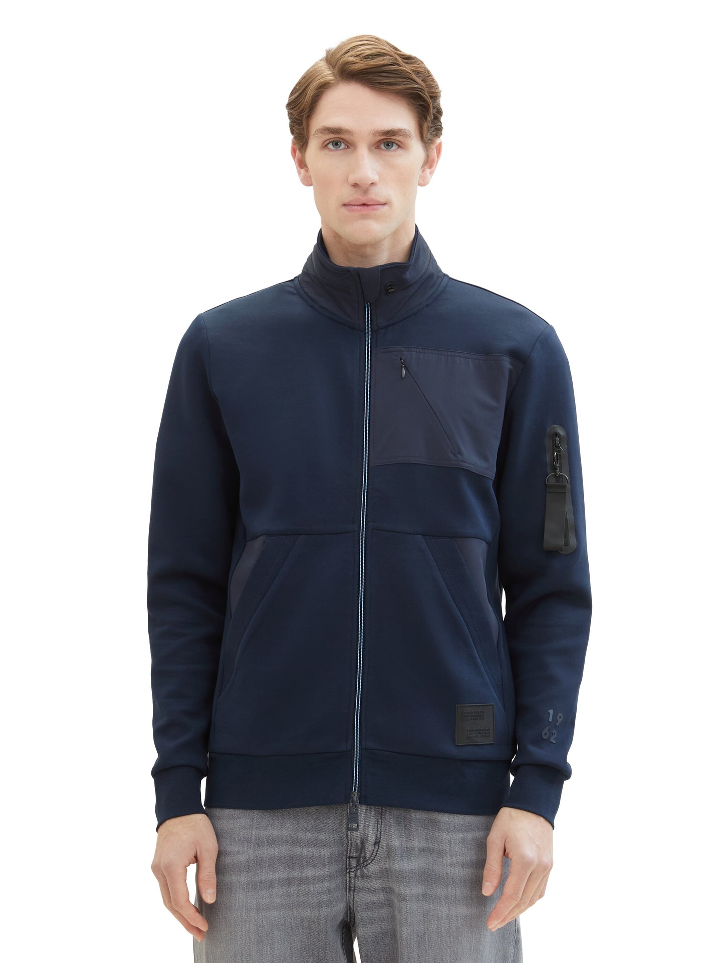 detailed stand-up sweat jacket - 1040922