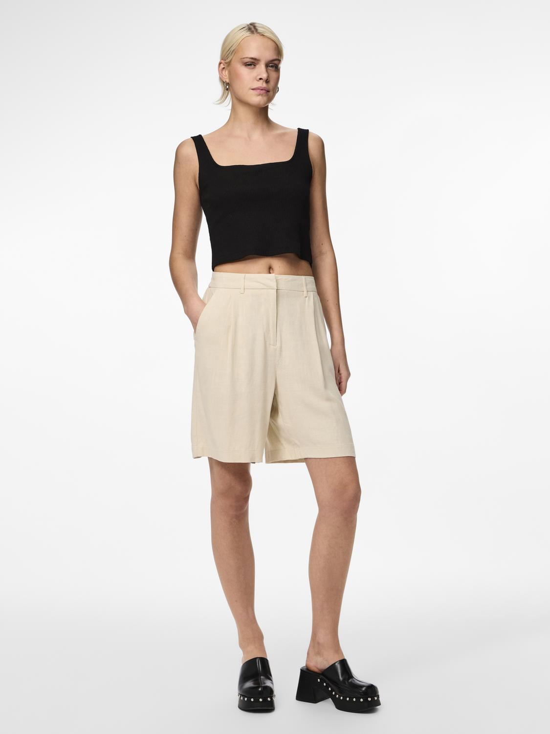 PCVINSTY HW LINEN BERMUDA SHORTS - 17138043