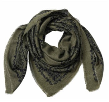 Tuch Paisley oliv 140x140 - 900127008