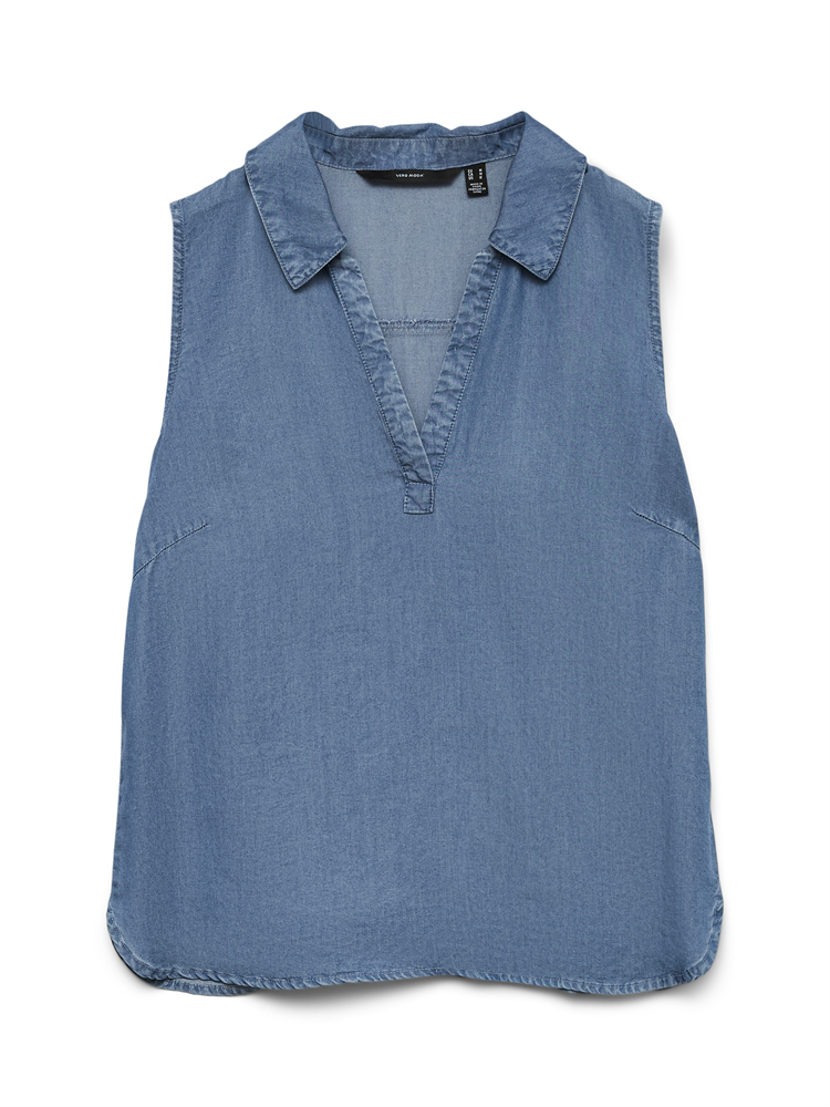 VMHARPER SL COLLAR SHORT TENCEL TOP - 10283751
