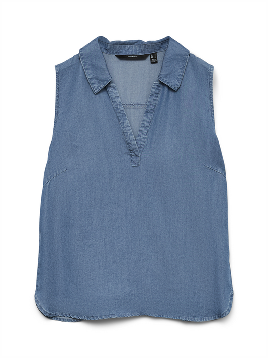 VMHARPER SL COLLAR SHORT TENCEL TOP - 10283751
