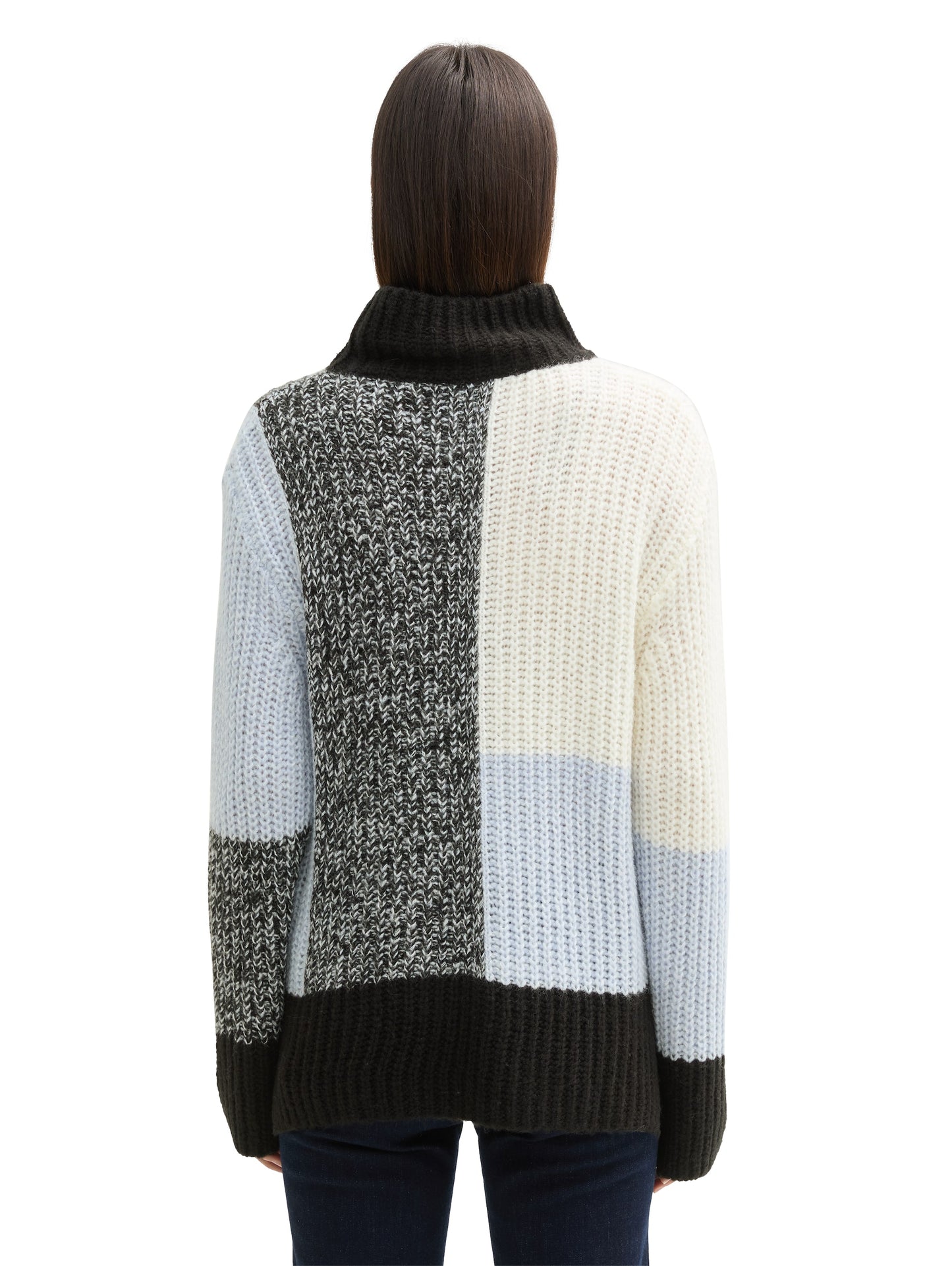 knit patched mock-neck - 1044093