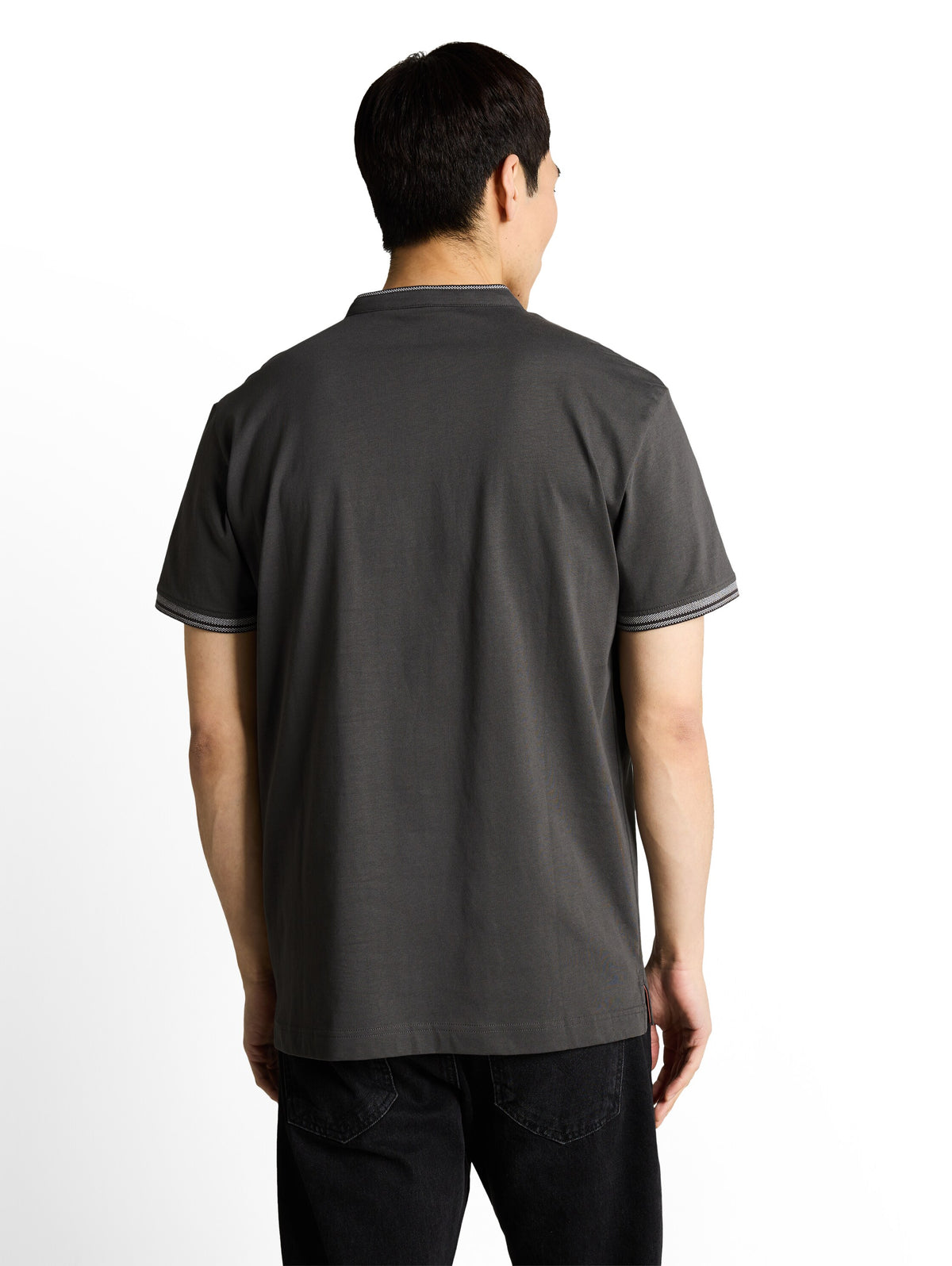 printed stand-up collar polo - 1050196
