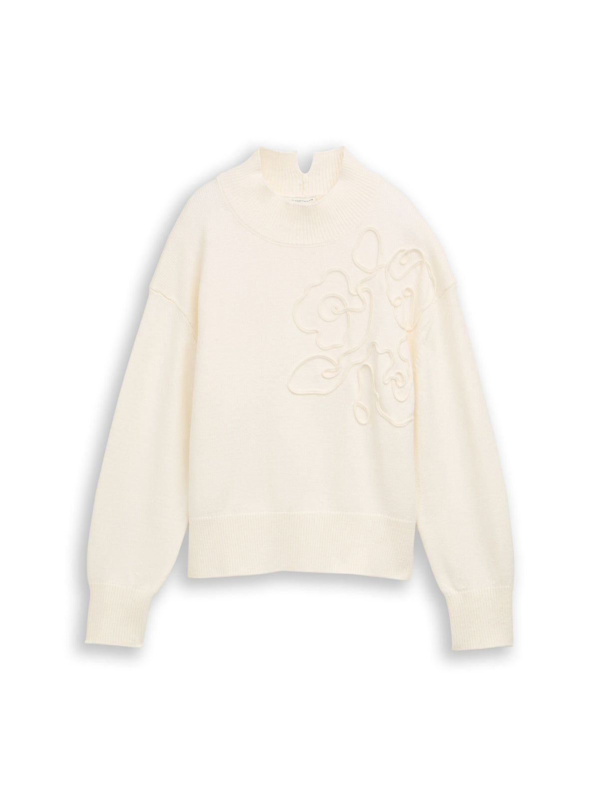 knit cosy embroidered mock-nec - 1052786