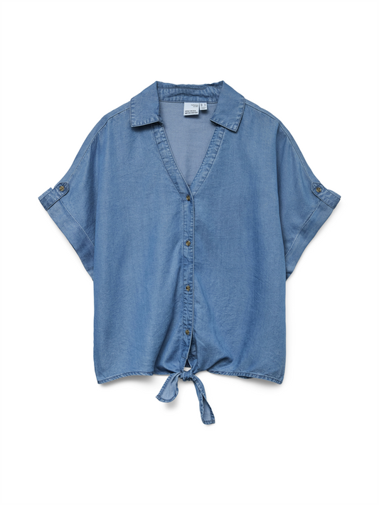 VMFLEUR SS BOW TENCEL SHIRT - 10326059